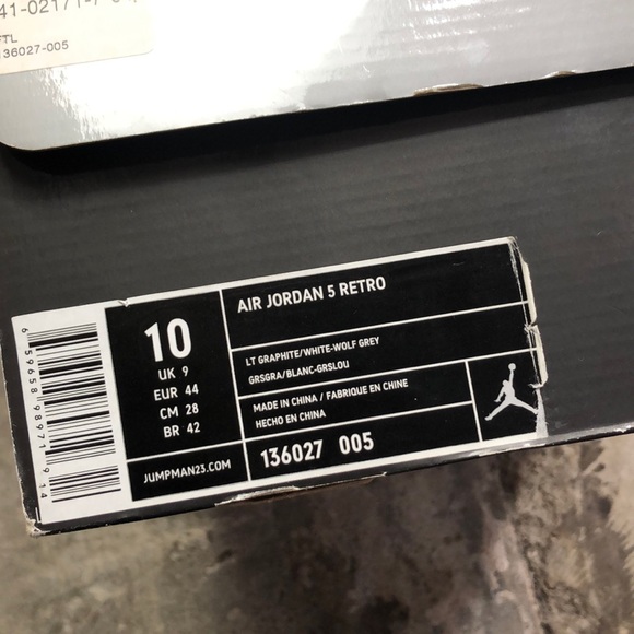 2011 JORDAN RETRO 5 WOLF GREY 10 (USED) - Picture 6 of 6